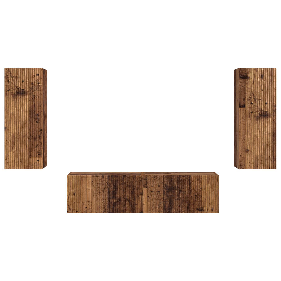 Tv-Meubelset Wandgemonteerd 2 Pcs Oudhout Bewerkt Hout