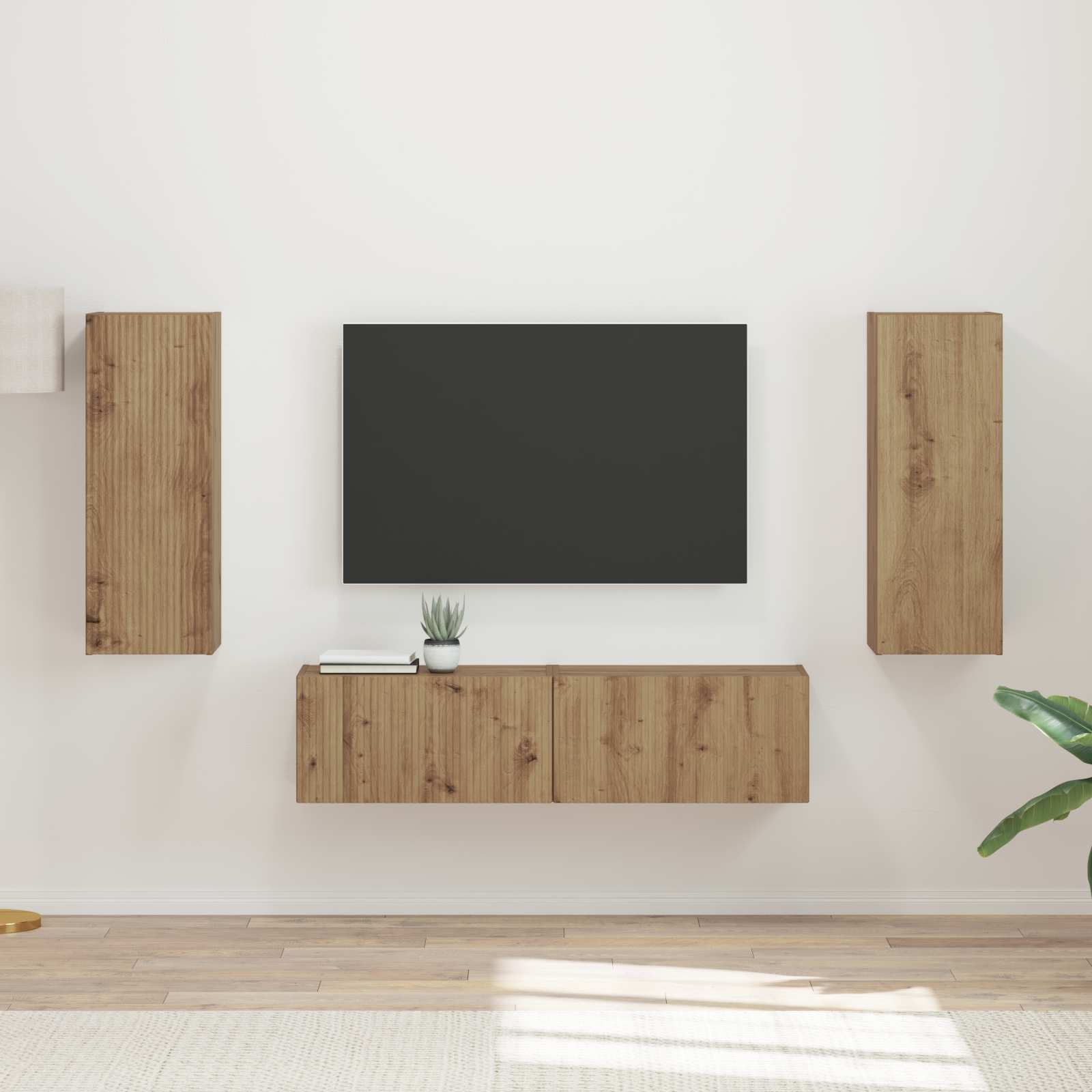 Tv-Meubelset Wandgemonteerd 2 Pcs Artisan Eiken Bewerkt Hout artisanaal eikenkleurig