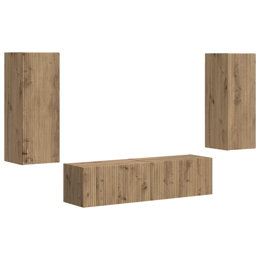 Tv-Meubelset Wandgemonteerd 2 Pcs Artisan Eiken Bewerkt Hout artisanaal eikenkleurig