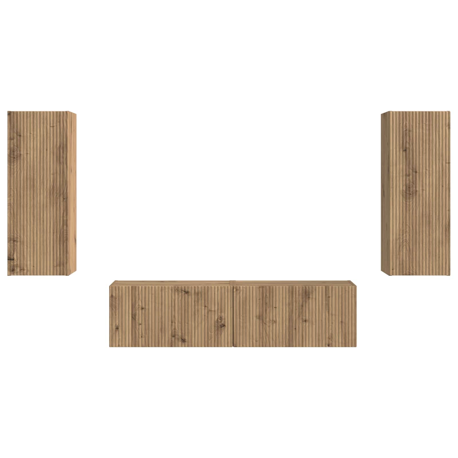 Tv-Meubelset Wandgemonteerd 2 Pcs Artisan Eiken Bewerkt Hout artisanaal eikenkleurig