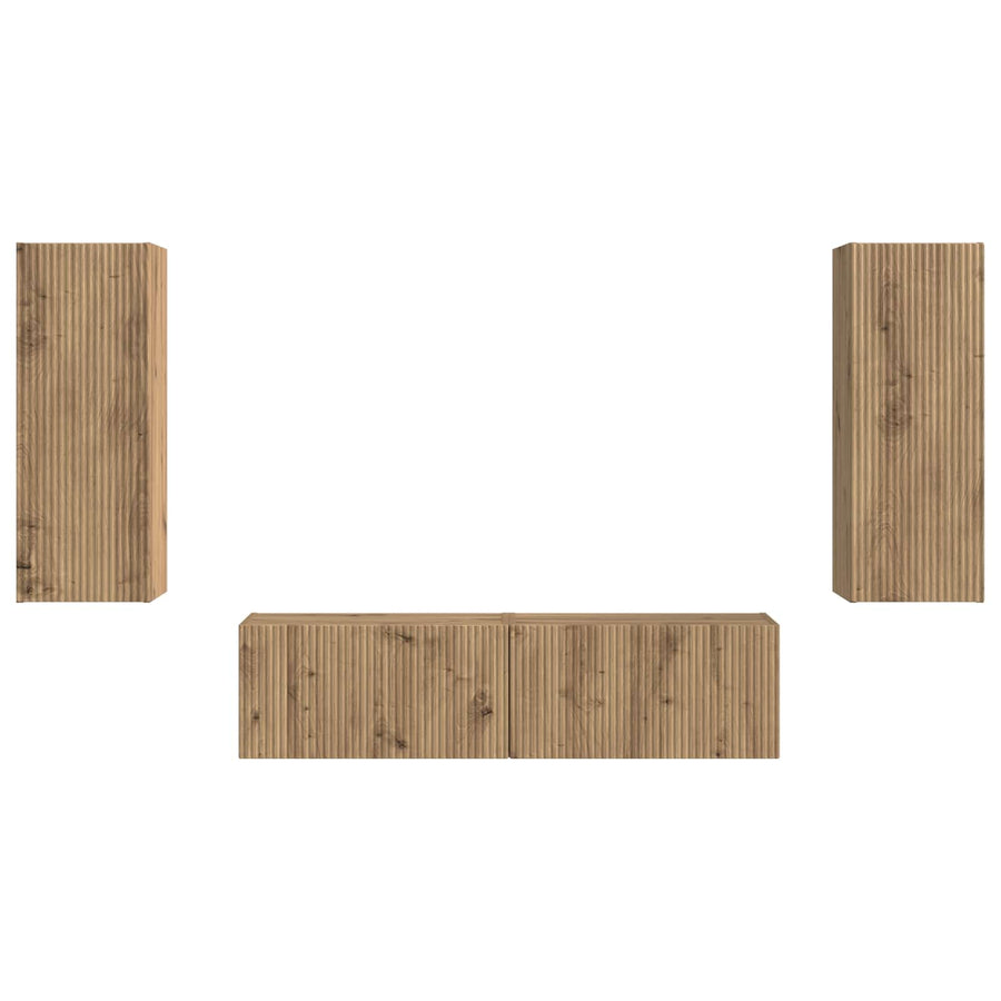 Tv-Meubelset Wandgemonteerd 2 Pcs Artisan Eiken Bewerkt Hout artisanaal eikenkleurig