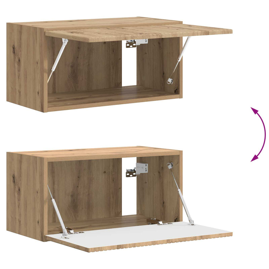Tv-Meubelset Wandgemonteerd 2 Pcs Artisan Eiken Bewerkt Hout artisanaal eikenkleurig