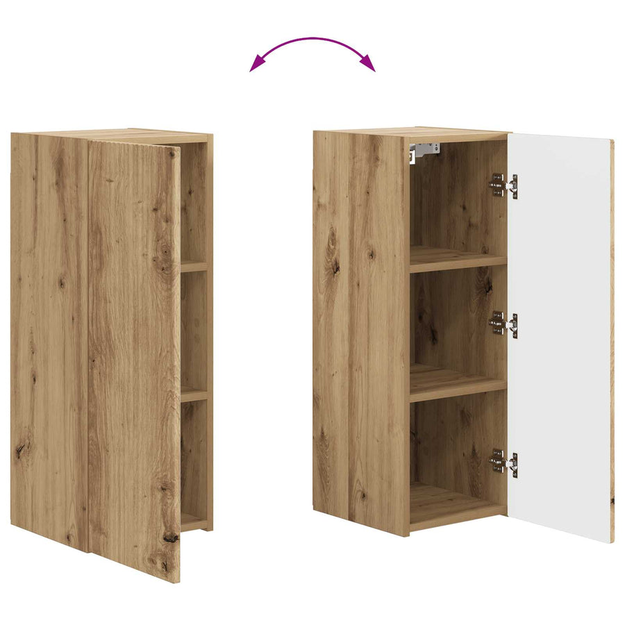 Tv-Meubelset Wandgemonteerd 2 Pcs Artisan Eiken Bewerkt Hout artisanaal eikenkleurig