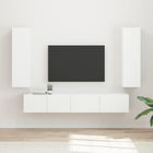 Tv-meubelset wandmontage 3 delen wit bewerkt hout