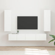 Tv-meubelset wandmontage 3 delen wit bewerkt hout