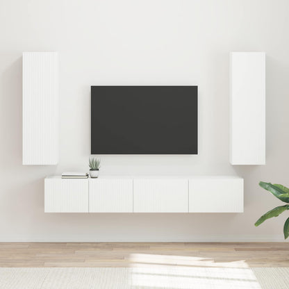 Tv-Meubelset Wandgemonteerd 3 Pcs Bewerkt Hout Wit