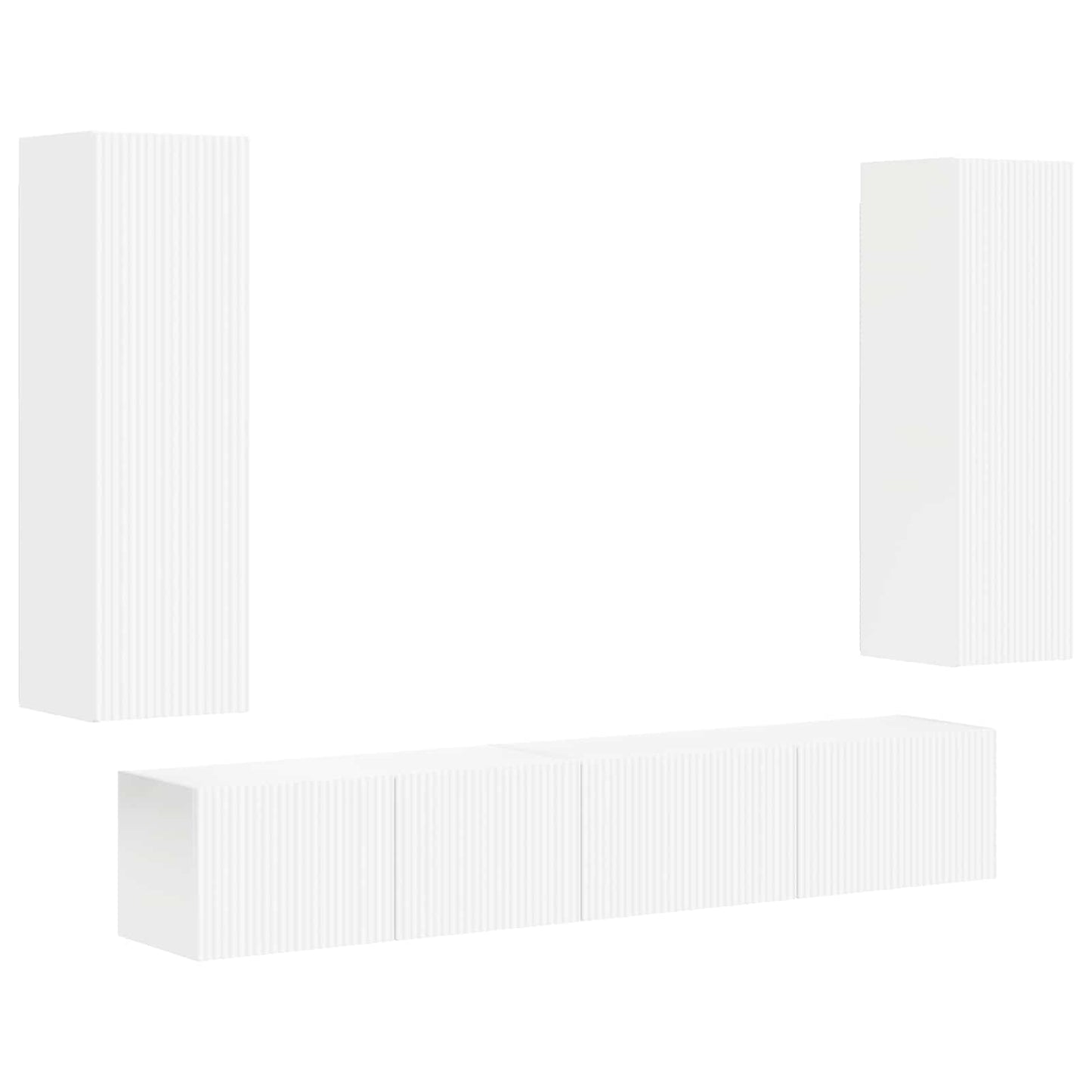 Tv-Meubelset Wandgemonteerd 3 Pcs Bewerkt Hout Wit