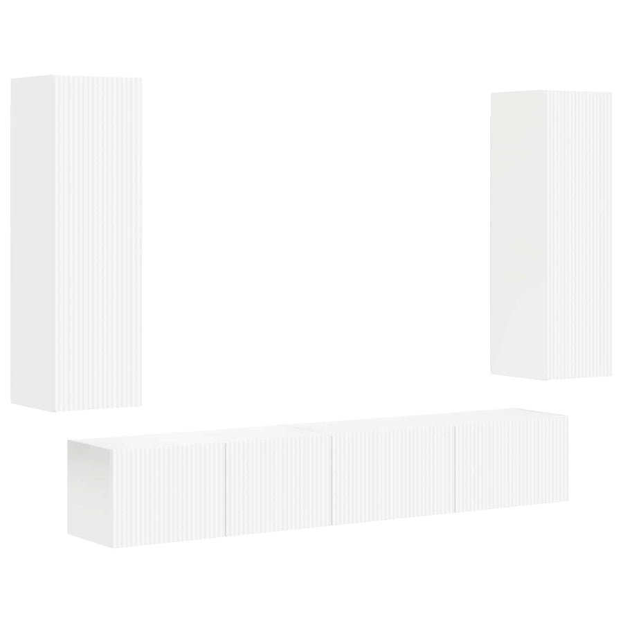 Tv-Meubelset Wandgemonteerd 3 Pcs Bewerkt Hout Wit