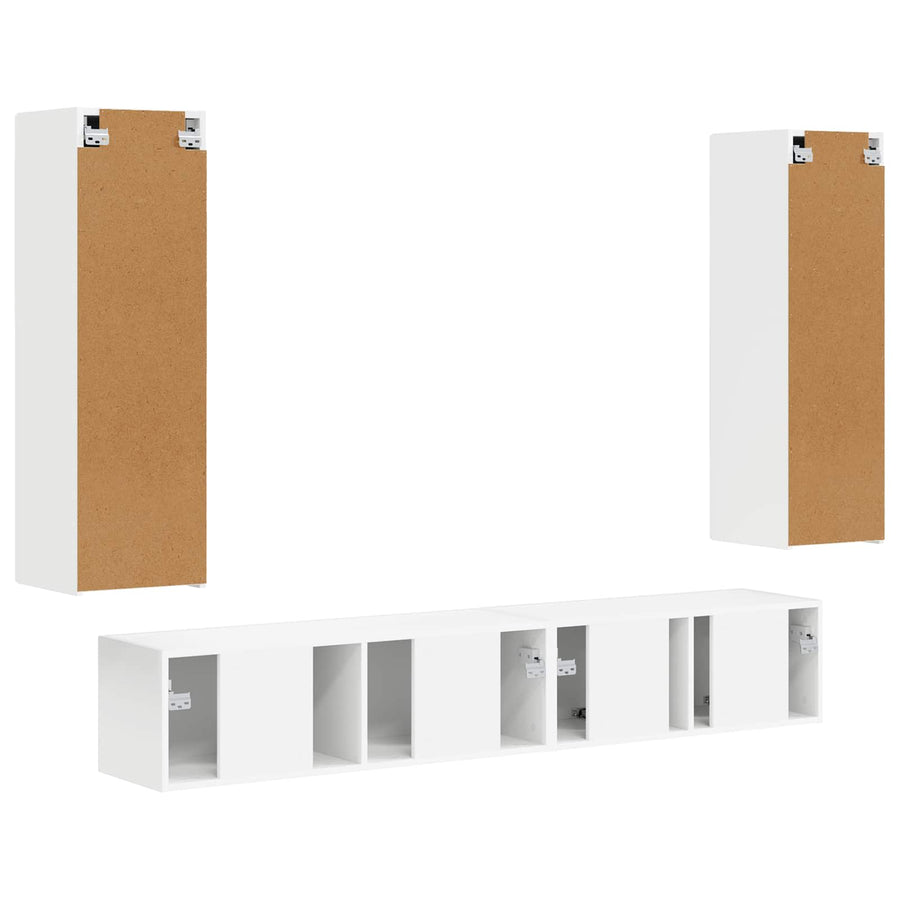 Tv-Meubelset Wandgemonteerd 3 Pcs Bewerkt Hout Wit
