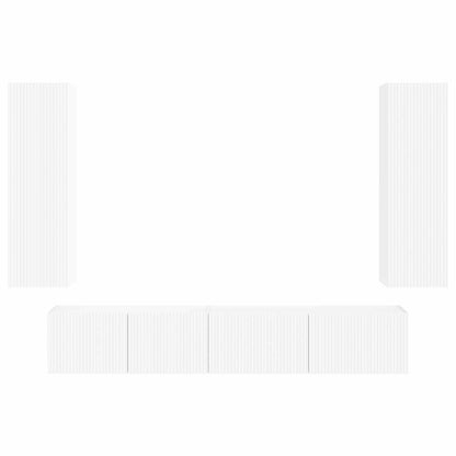 Tv-Meubelset Wandgemonteerd 3 Pcs Bewerkt Hout Wit