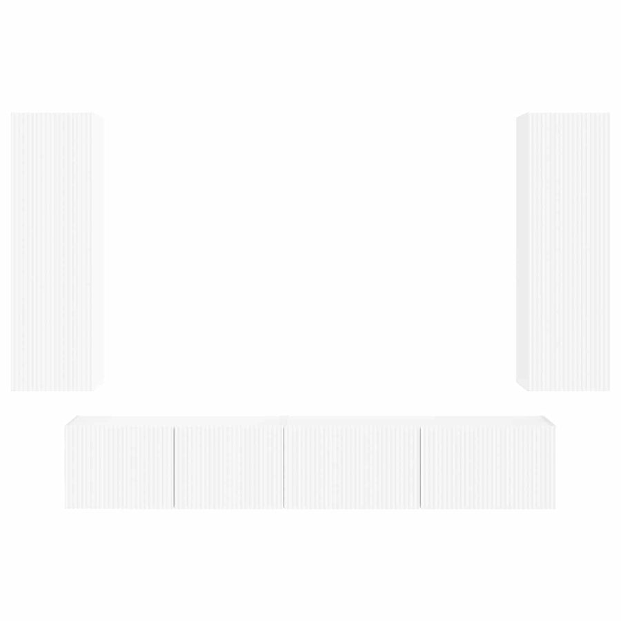Tv-Meubelset Wandgemonteerd 3 Pcs Bewerkt Hout Wit
