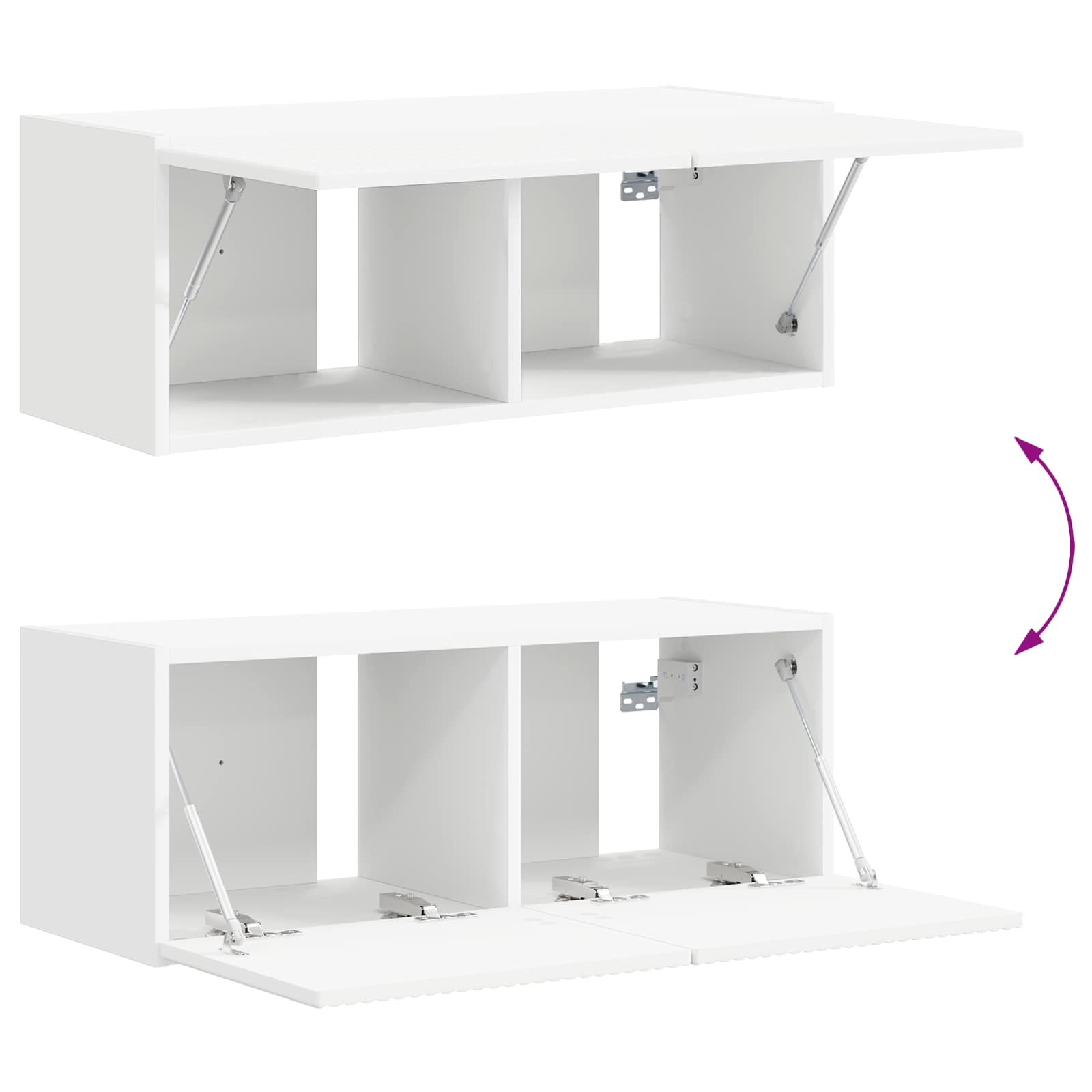 Tv-Meubelset Wandgemonteerd 3 Pcs Bewerkt Hout Wit