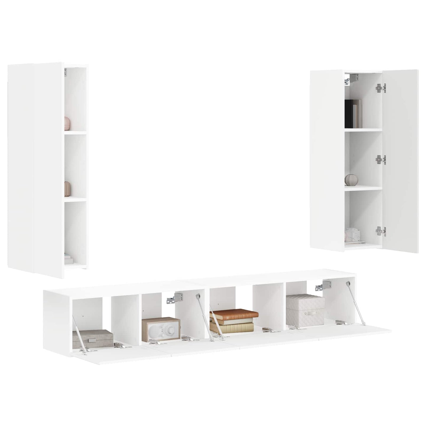 Tv-Meubelset Wandgemonteerd 3 Pcs Bewerkt Hout Wit