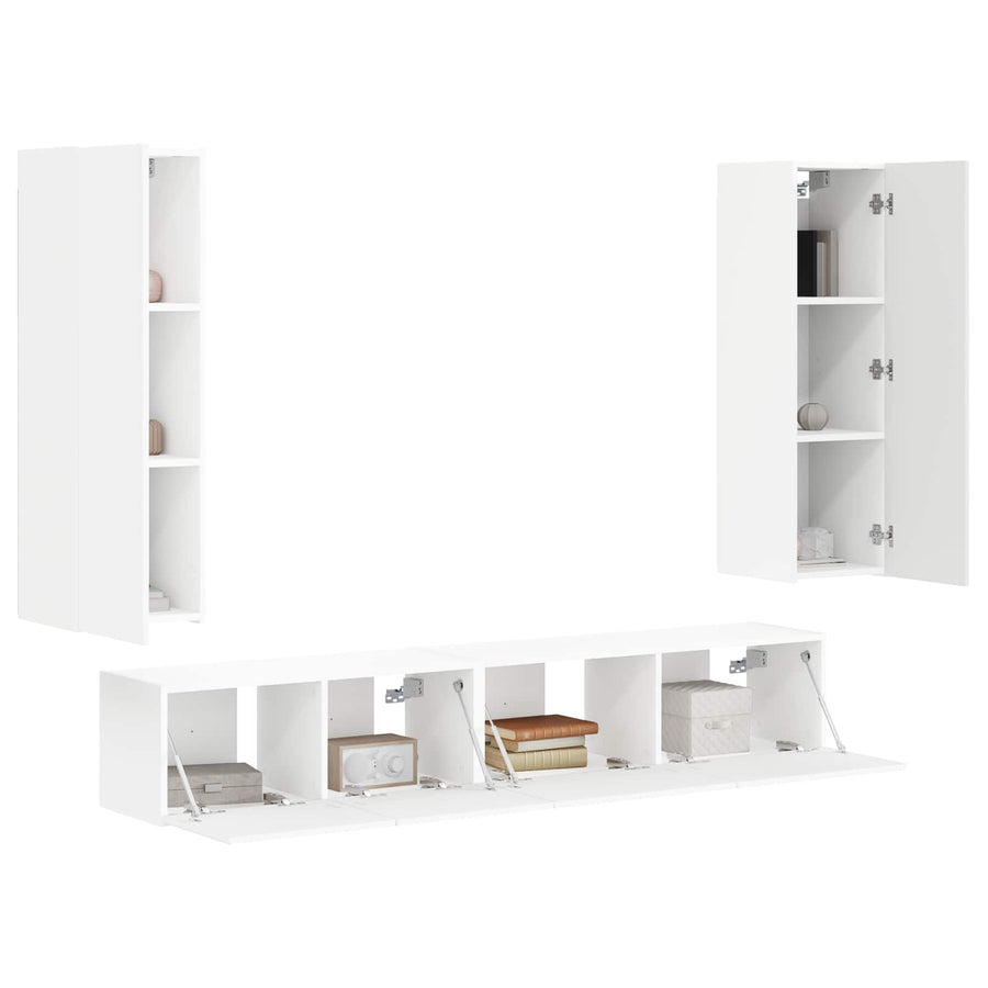 Tv-Meubelset Wandgemonteerd 3 Pcs Bewerkt Hout Wit