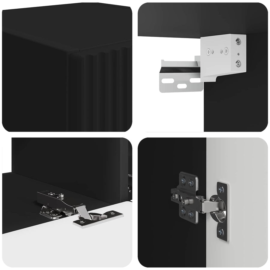Tv-Meubelset Wandgemonteerd 3 Pcs Bewerkt Hout Zwart