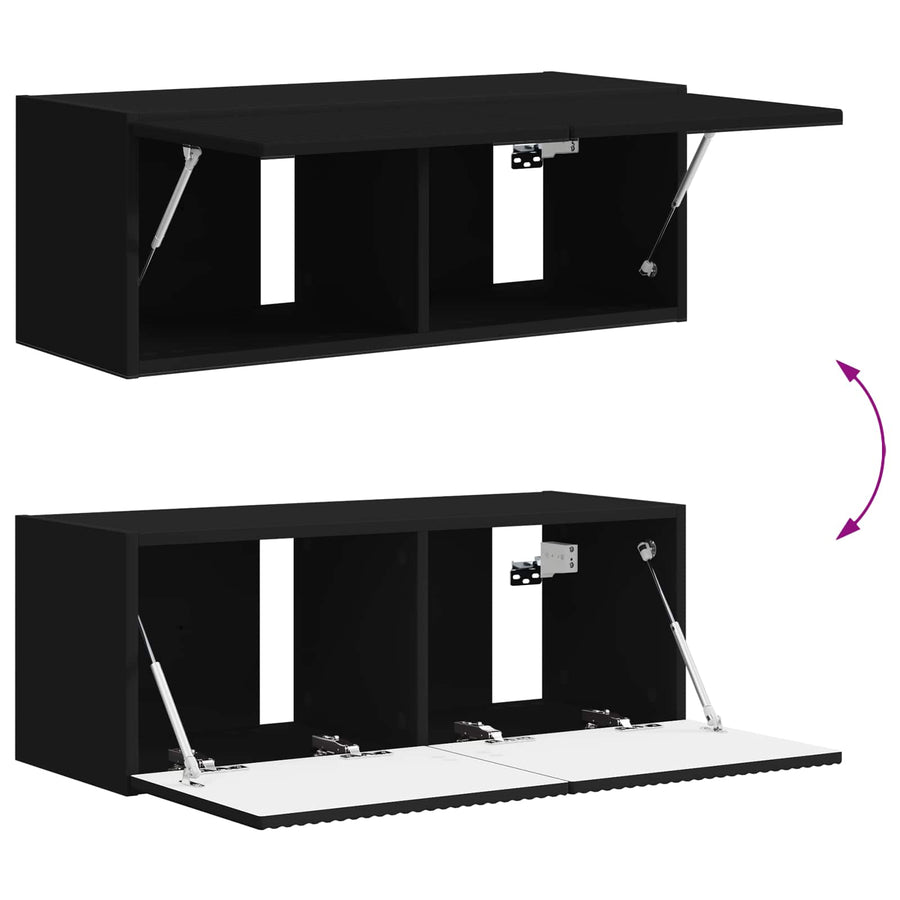 Tv-Meubelset Wandgemonteerd 3 Pcs Bewerkt Hout Zwart