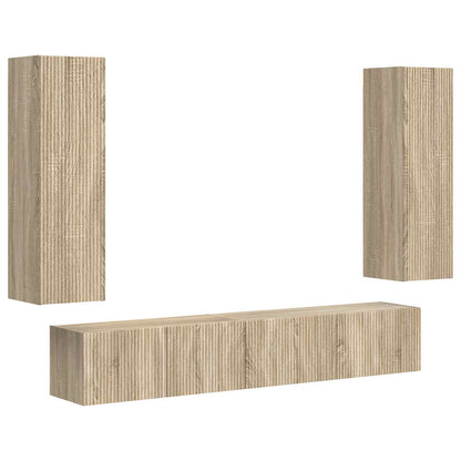 Tv-Meubelset Wandgemonteerd 3 Pcs Bewerkt Hout Sonoma eiken
