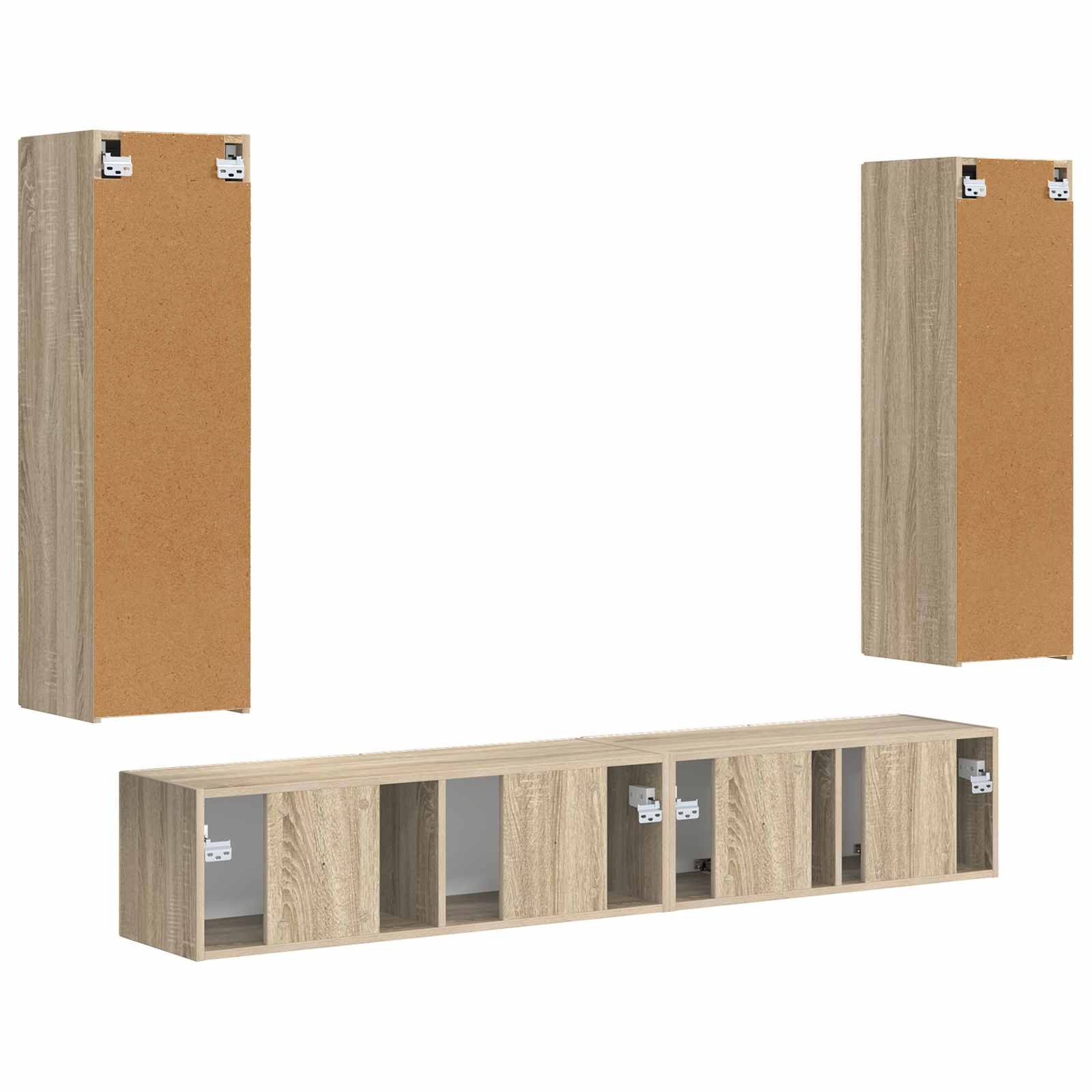 Tv-Meubelset Wandgemonteerd 3 Pcs Bewerkt Hout Sonoma eiken