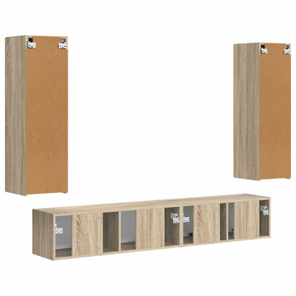 Tv-Meubelset Wandgemonteerd 3 Pcs Bewerkt Hout Sonoma eiken