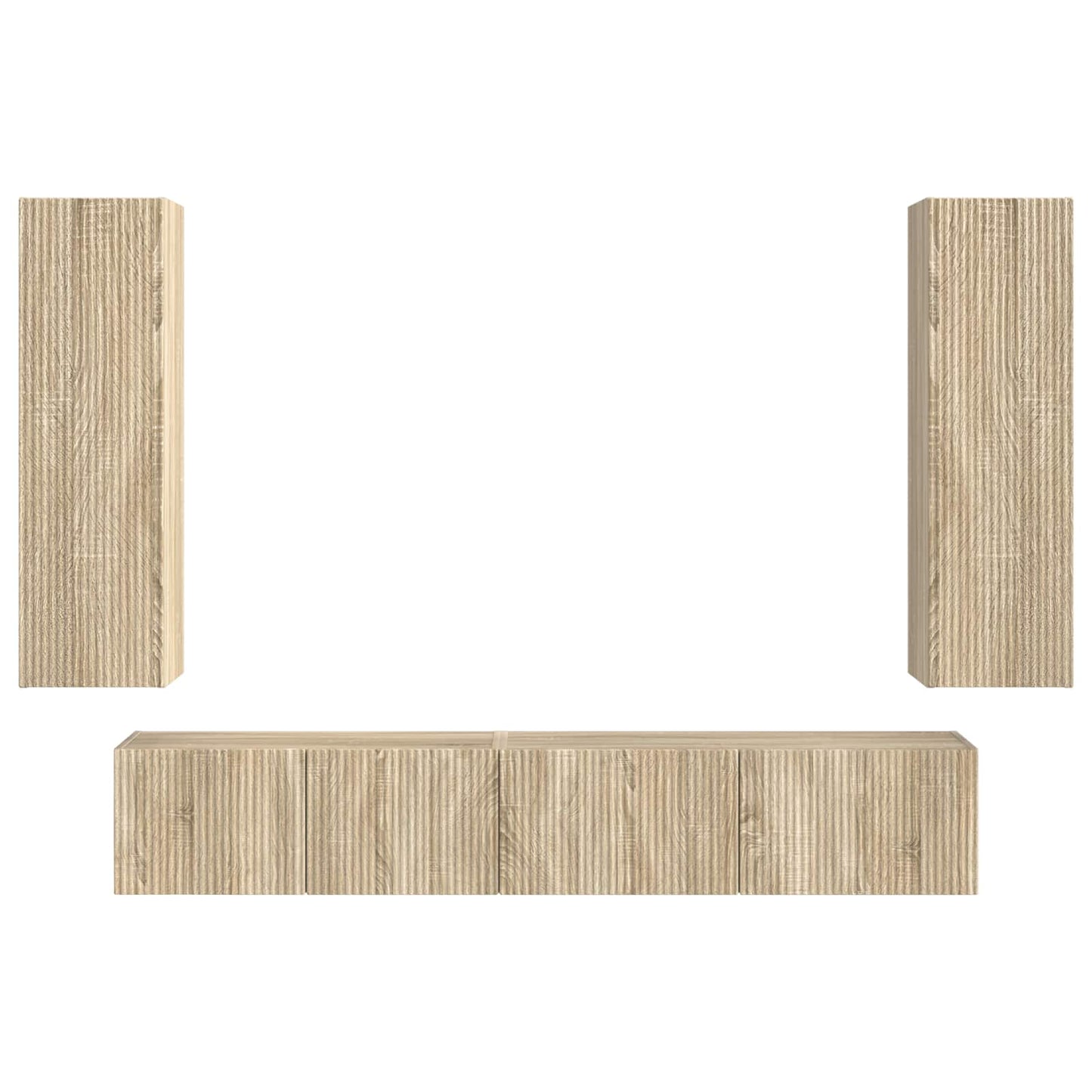 Tv-Meubelset Wandgemonteerd 3 Pcs Bewerkt Hout Sonoma eiken