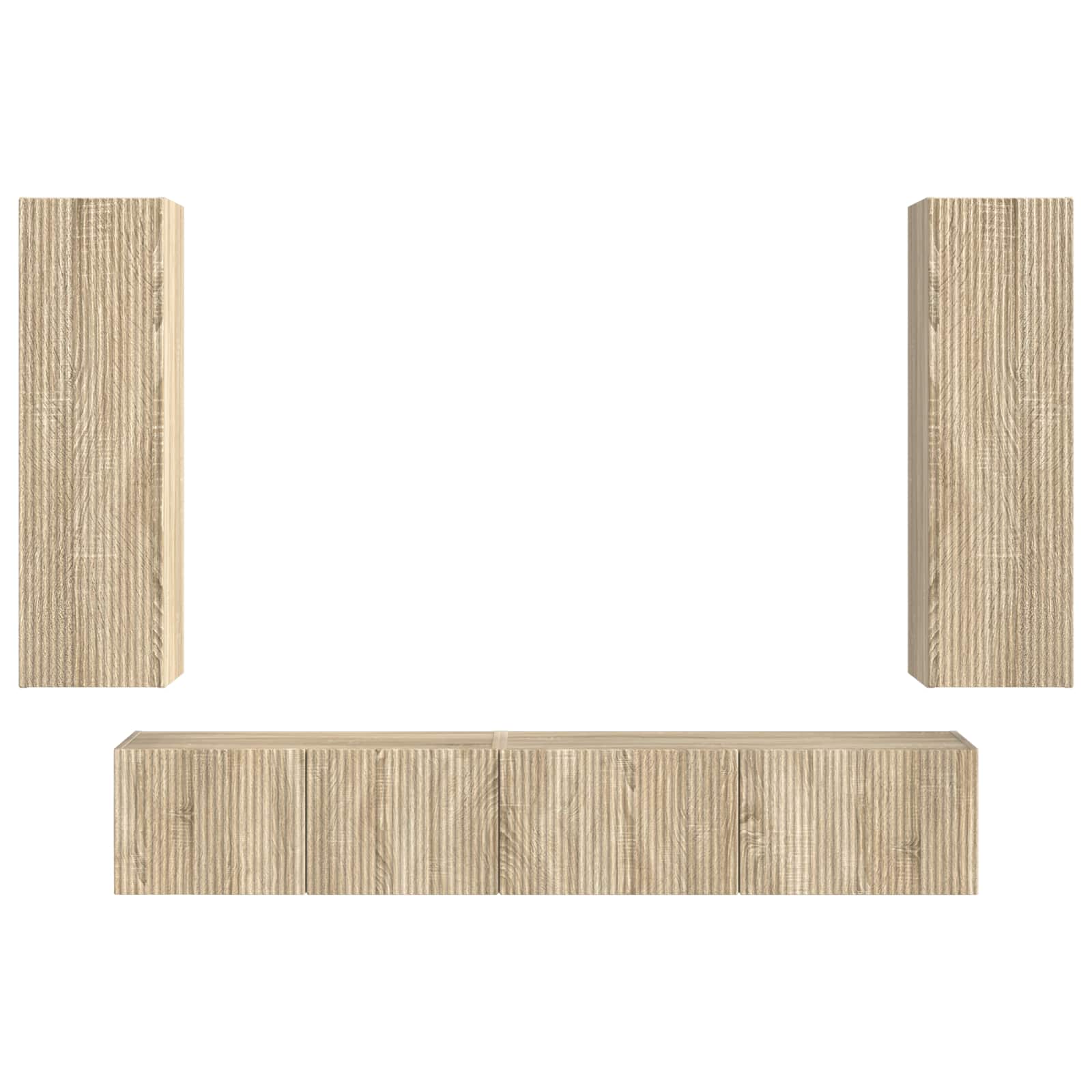 Tv-Meubelset Wandgemonteerd 3 Pcs Bewerkt Hout Sonoma eiken