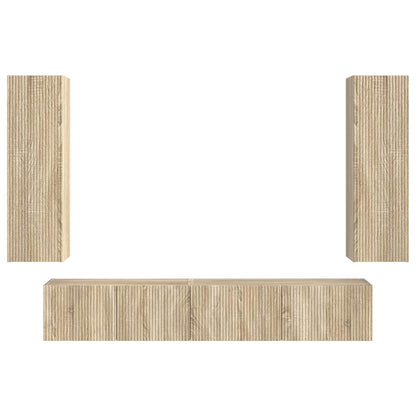 Tv-Meubelset Wandgemonteerd 3 Pcs Bewerkt Hout Sonoma eiken