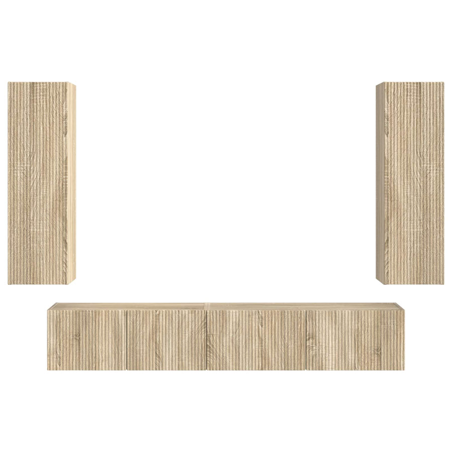 Tv-Meubelset Wandgemonteerd 3 Pcs Bewerkt Hout Sonoma eiken