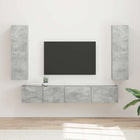Tv-meubelset wandgemonteerd 3 stuks beton grijs