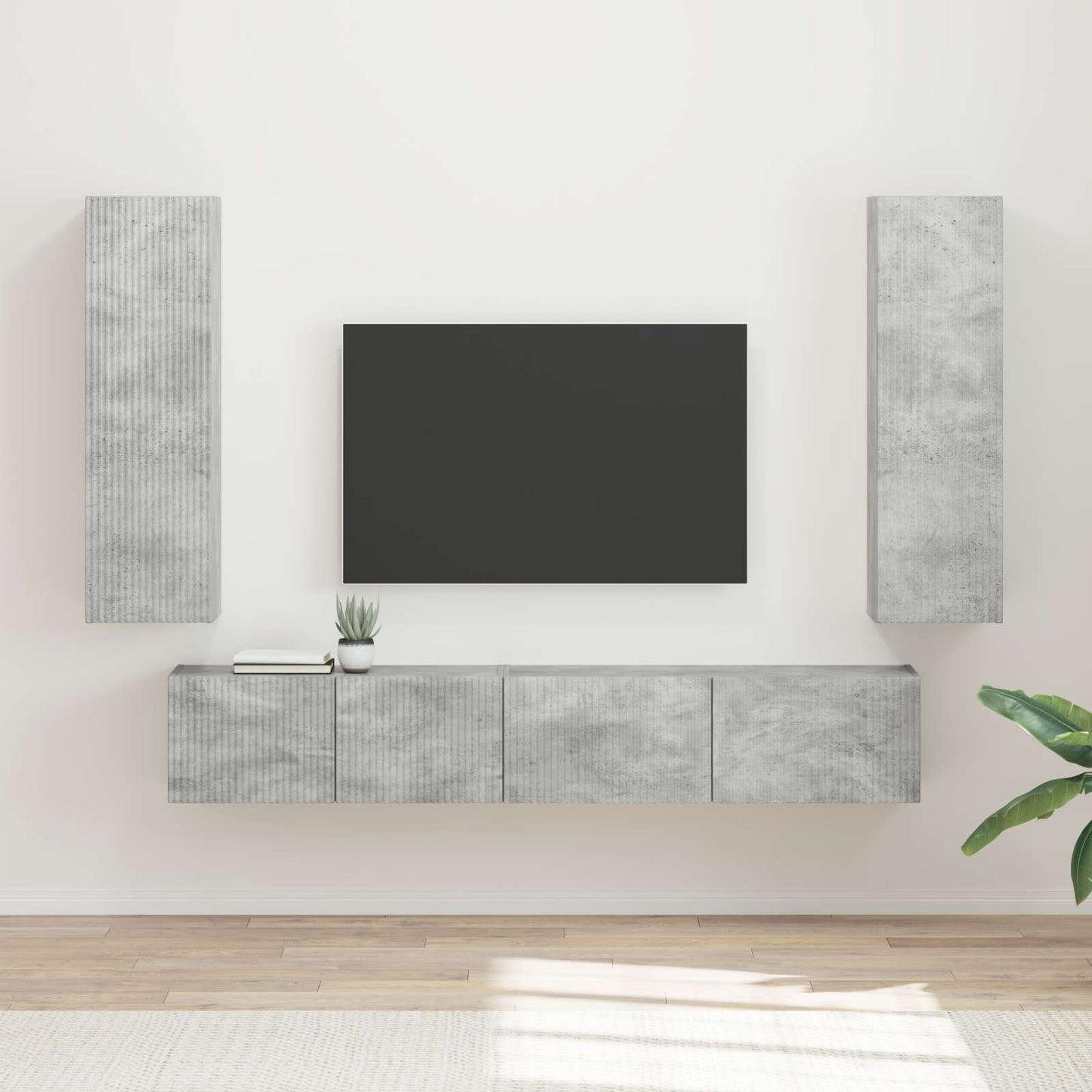 Tv-Meubelset Wandgemonteerd 3 Pcs Beton Grijs Bewerkt Hout Betongrijs