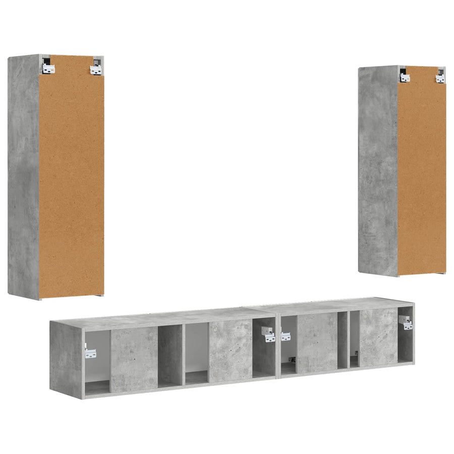 Tv-Meubelset Wandgemonteerd 3 Pcs Beton Grijs Bewerkt Hout Betongrijs