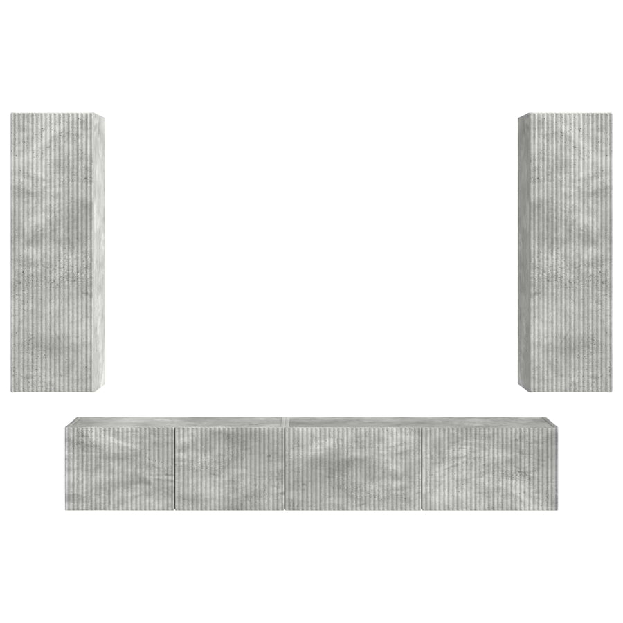 Tv-Meubelset Wandgemonteerd 3 Pcs Beton Grijs Bewerkt Hout Betongrijs