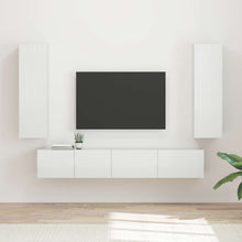 Tv-Meubelset Wandgemonteerd 3 Pcs Bewerkt Hout Hoogglans wit