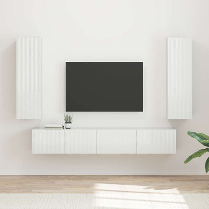 Tv-Meubelset Wandgemonteerd 3 Pcs Bewerkt Hout Hoogglans wit