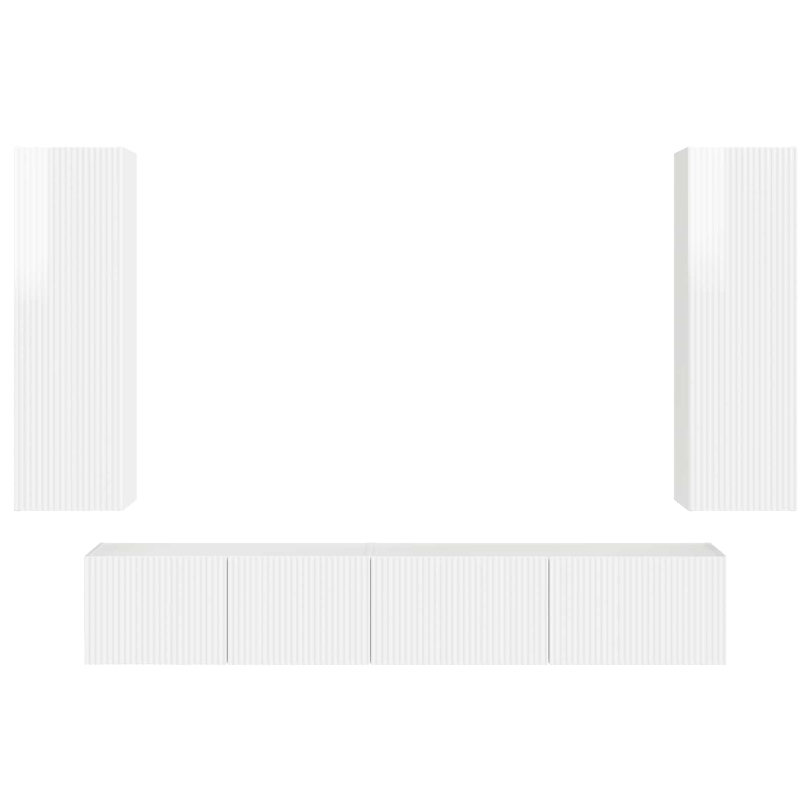 Tv-Meubelset Wandgemonteerd 3 Pcs Bewerkt Hout Hoogglans wit