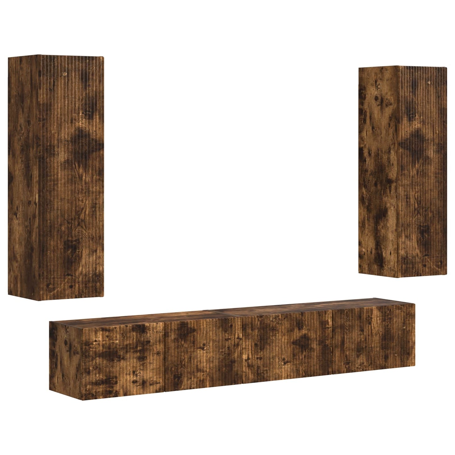 Tv-Meubelset Wandgemonteerd 3 Pcs Bewerkt Hout Gerookt eiken