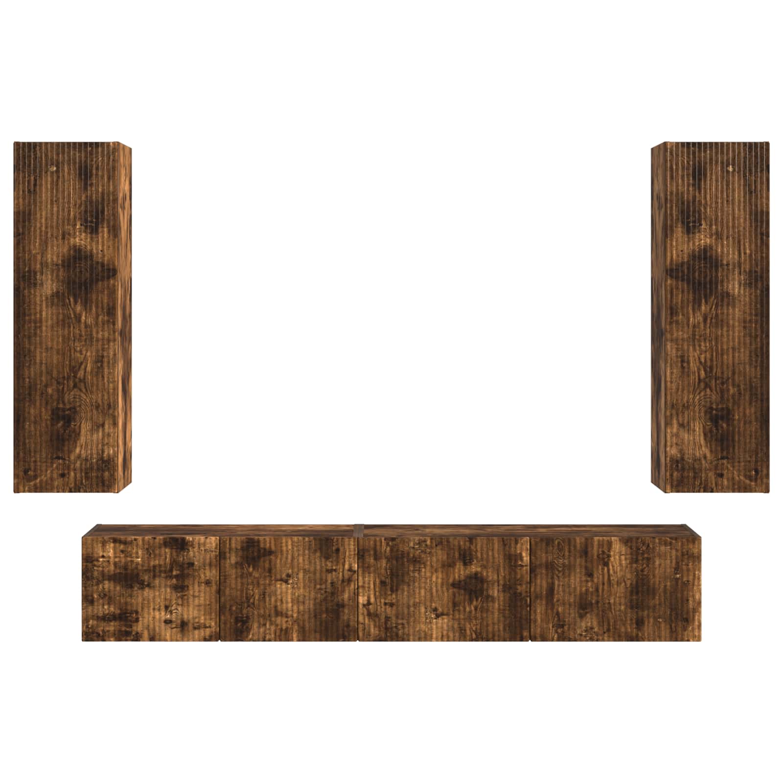 Tv-Meubelset Wandgemonteerd 3 Pcs Bewerkt Hout Gerookt eiken