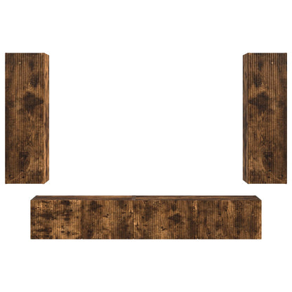 Tv-Meubelset Wandgemonteerd 3 Pcs Bewerkt Hout Gerookt eiken
