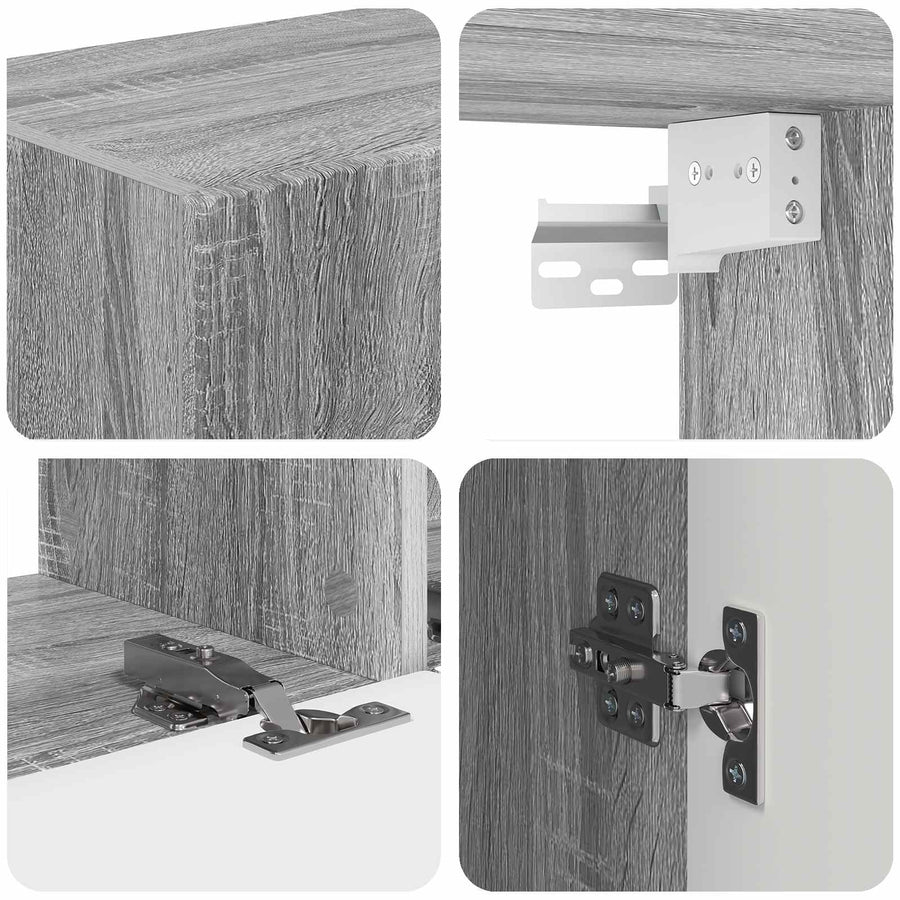 Tv-Meubelset Wandgemonteerd 3 Pcs Bewerkt Hout Grijs sonoma