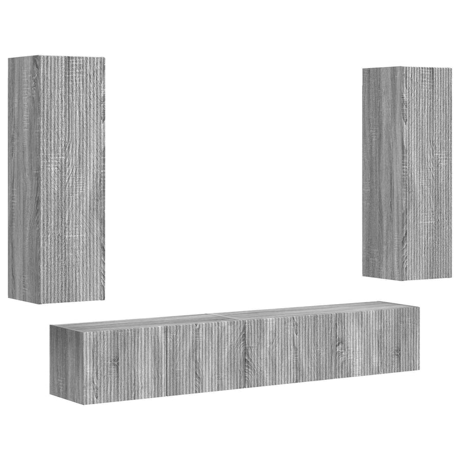 Tv-Meubelset Wandgemonteerd 3 Pcs Bewerkt Hout Grijs sonoma