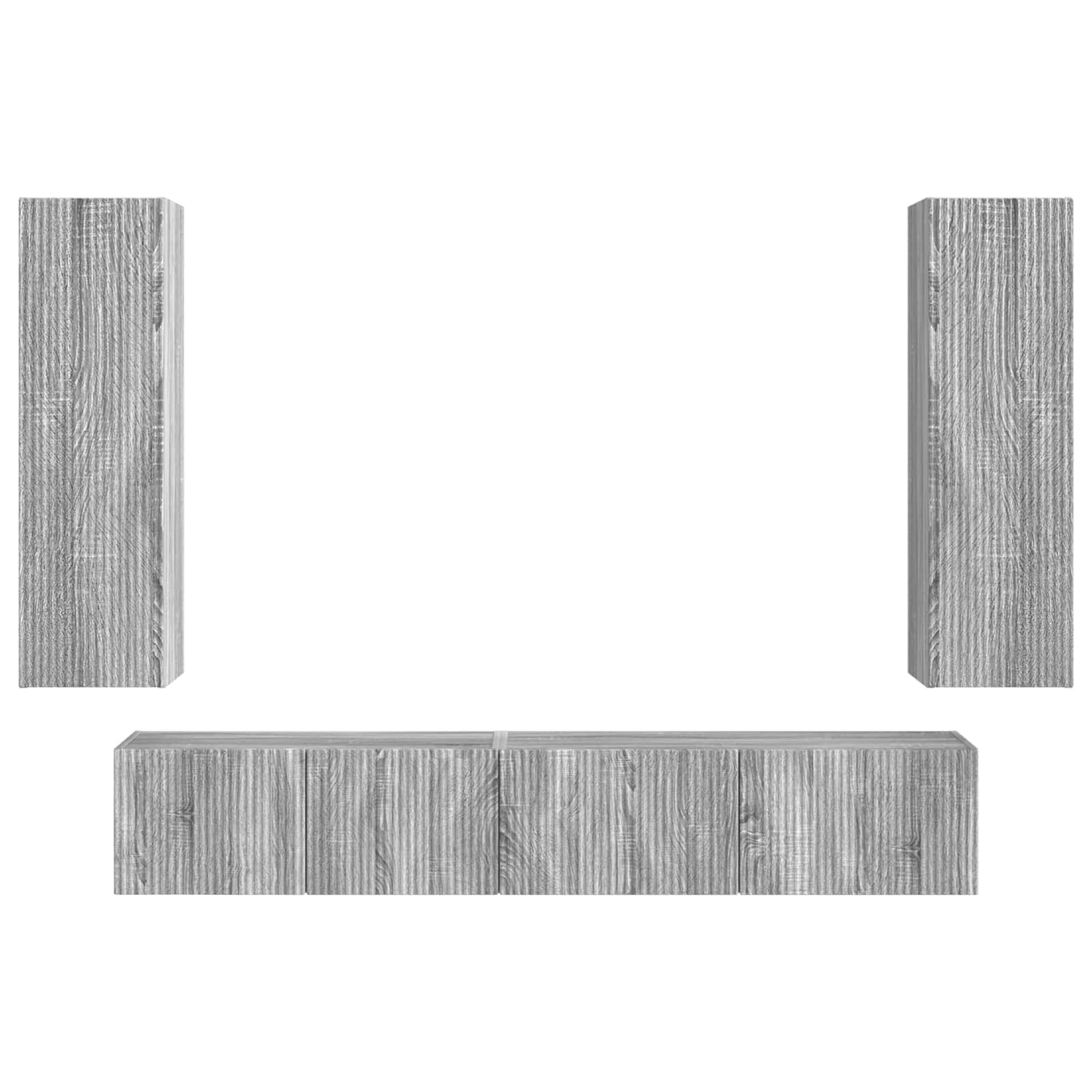 Tv-Meubelset Wandgemonteerd 3 Pcs Bewerkt Hout Grijs sonoma