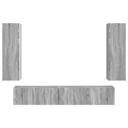 Tv-Meubelset Wandgemonteerd 3 Pcs Bewerkt Hout Grijs sonoma