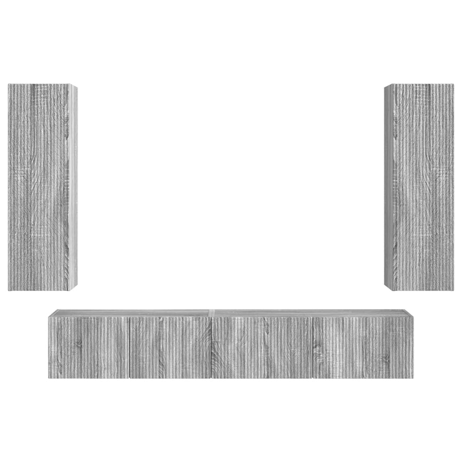 Tv-Meubelset Wandgemonteerd 3 Pcs Bewerkt Hout Grijs sonoma
