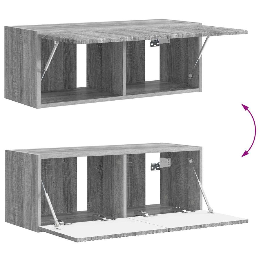 Tv-Meubelset Wandgemonteerd 3 Pcs Bewerkt Hout Grijs sonoma