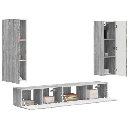 Tv-Meubelset Wandgemonteerd 3 Pcs Bewerkt Hout Grijs sonoma