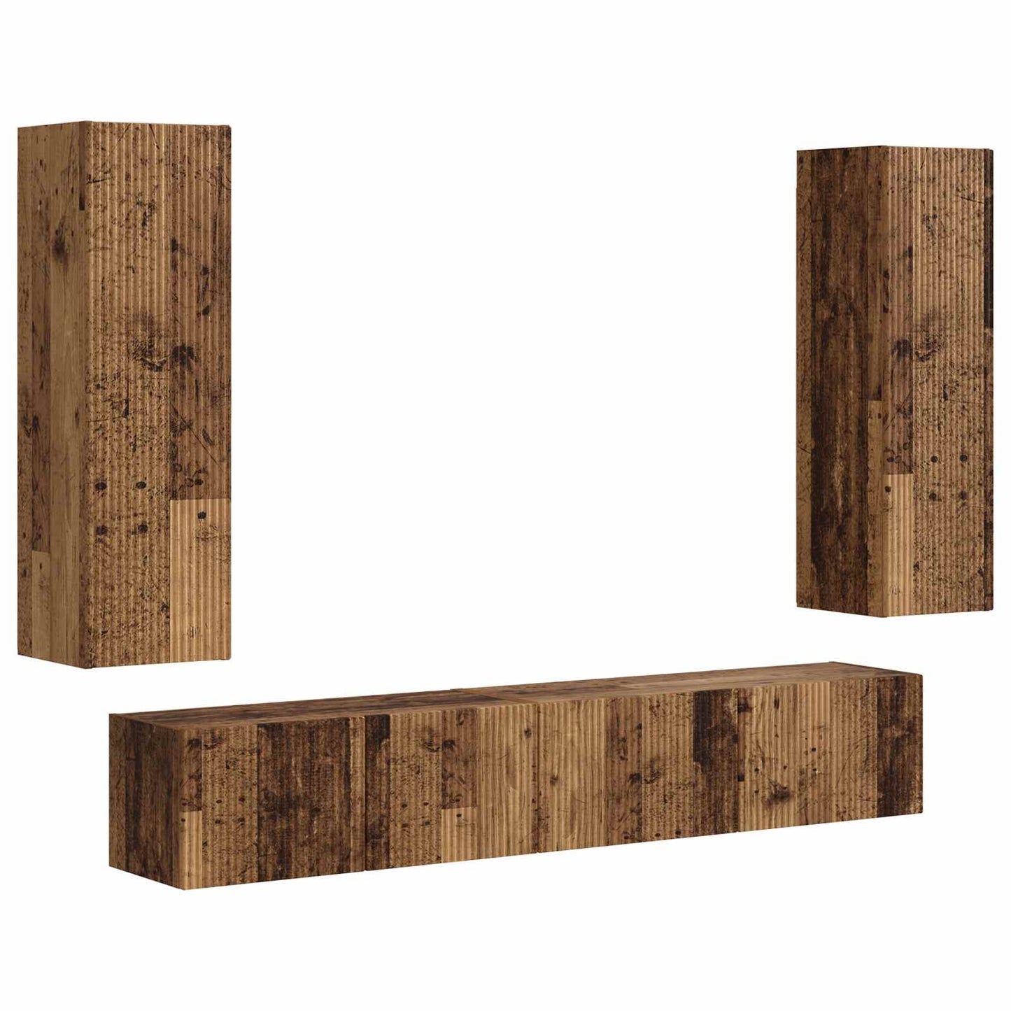 Tv-Meubelset Wandgemonteerd 3 Pcs Oudhout Bewerkt Hout Oud hout