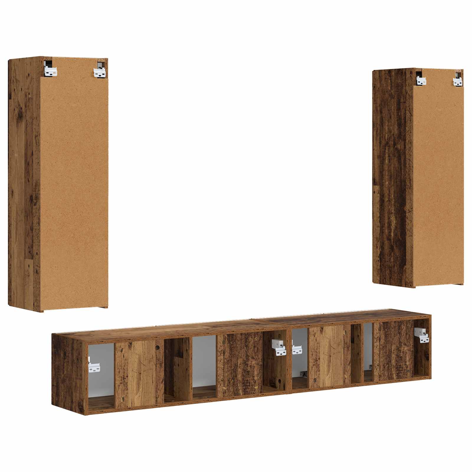 Tv-Meubelset Wandgemonteerd 3 Pcs Oudhout Bewerkt Hout Oud hout