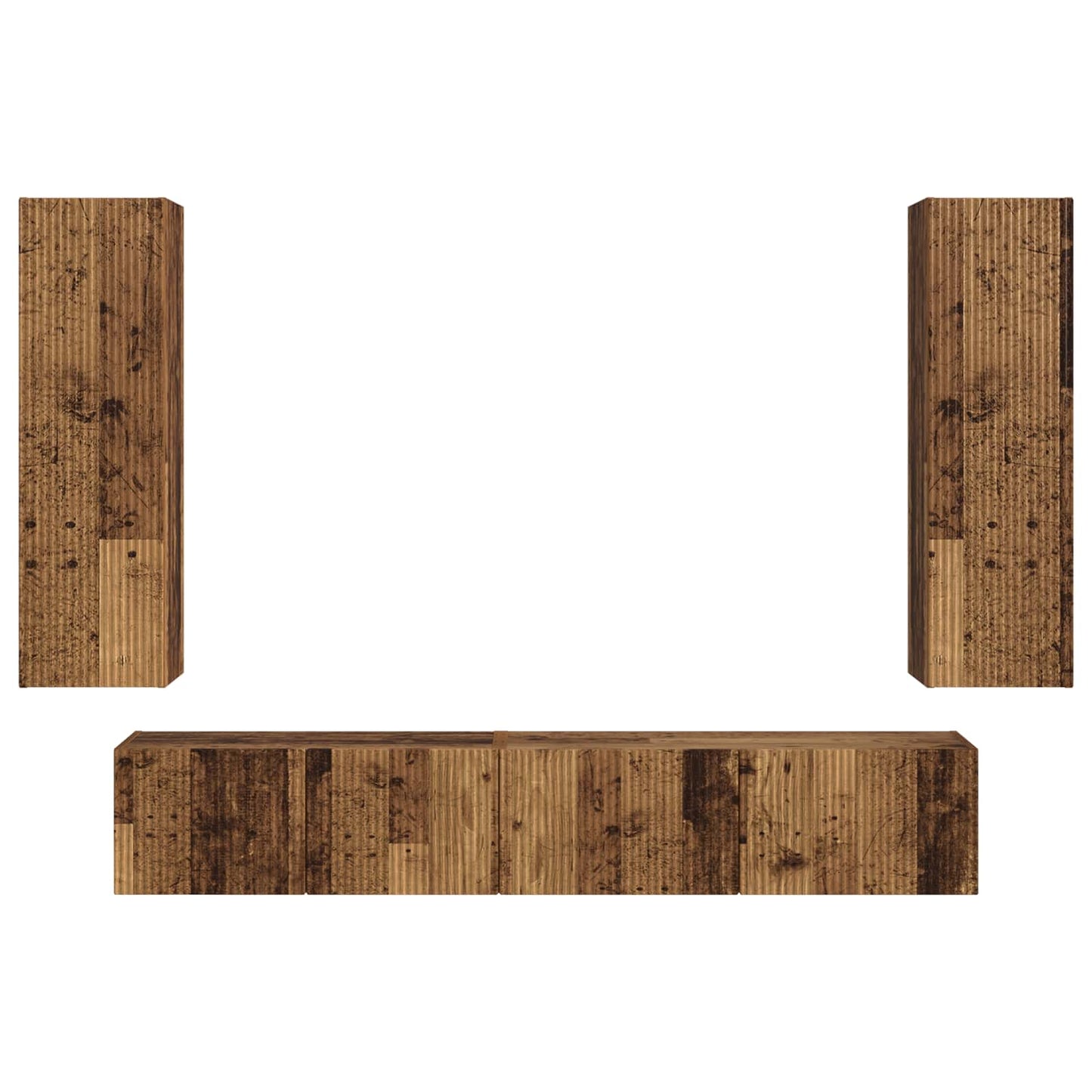 Tv-Meubelset Wandgemonteerd 3 Pcs Oudhout Bewerkt Hout Oud hout
