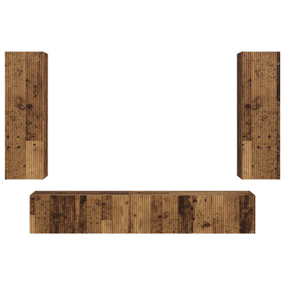 Tv-Meubelset Wandgemonteerd 3 Pcs Oudhout Bewerkt Hout Oud hout