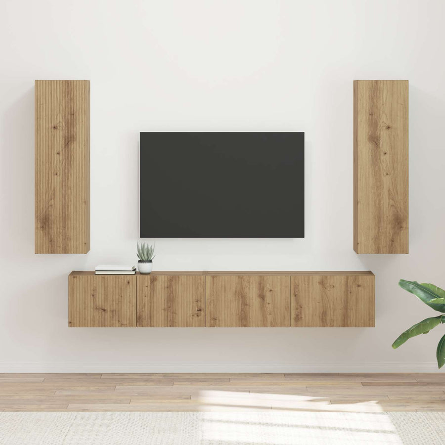 Tv-meubelset 3 pcs Artisan Eiken Bewerkt hout