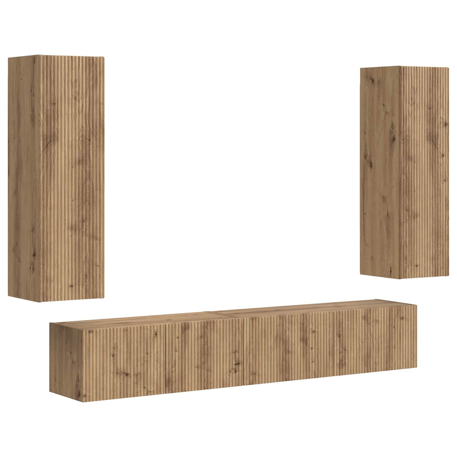 Tv-meubelset 3 pcs Artisan Eiken Bewerkt hout
